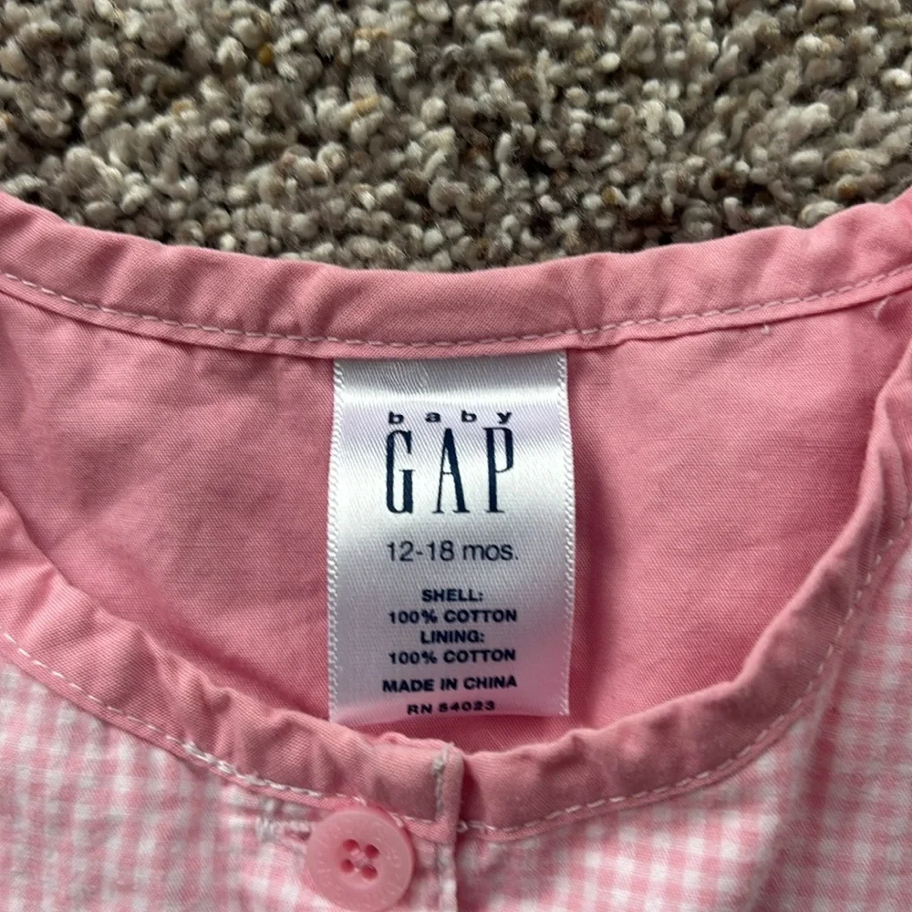 Vintage Baby GAP White and Pink Gingham Sleeveless sundresses